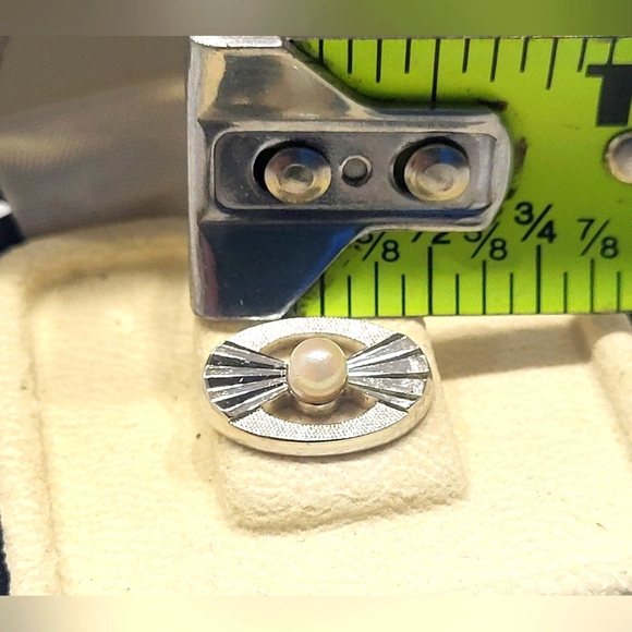 Vintage Mens Tie back, boxed, with cultured pearl - Picture 6 of 7